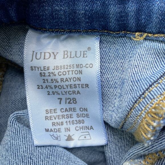 JUDY BLUE Skinny Jean Womens Sz 28 Distressed Classic Pull On Blue - Picture 4 of 8